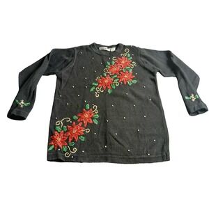 Vintage‎ Victoria Jones EMBRIODERED Cotton Blend SWEATER, SZ Small #402C
